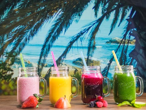 colorful smoothie with fruits and greens